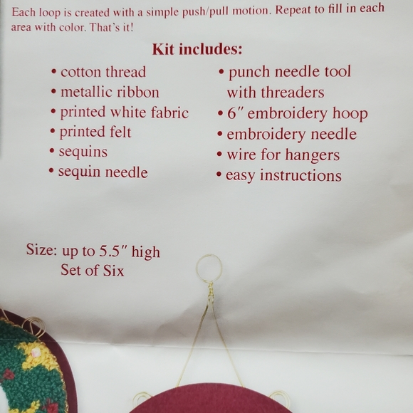 Holiday Marie Osmond Punch Needle Christmas Ornament Set Kit Arts And